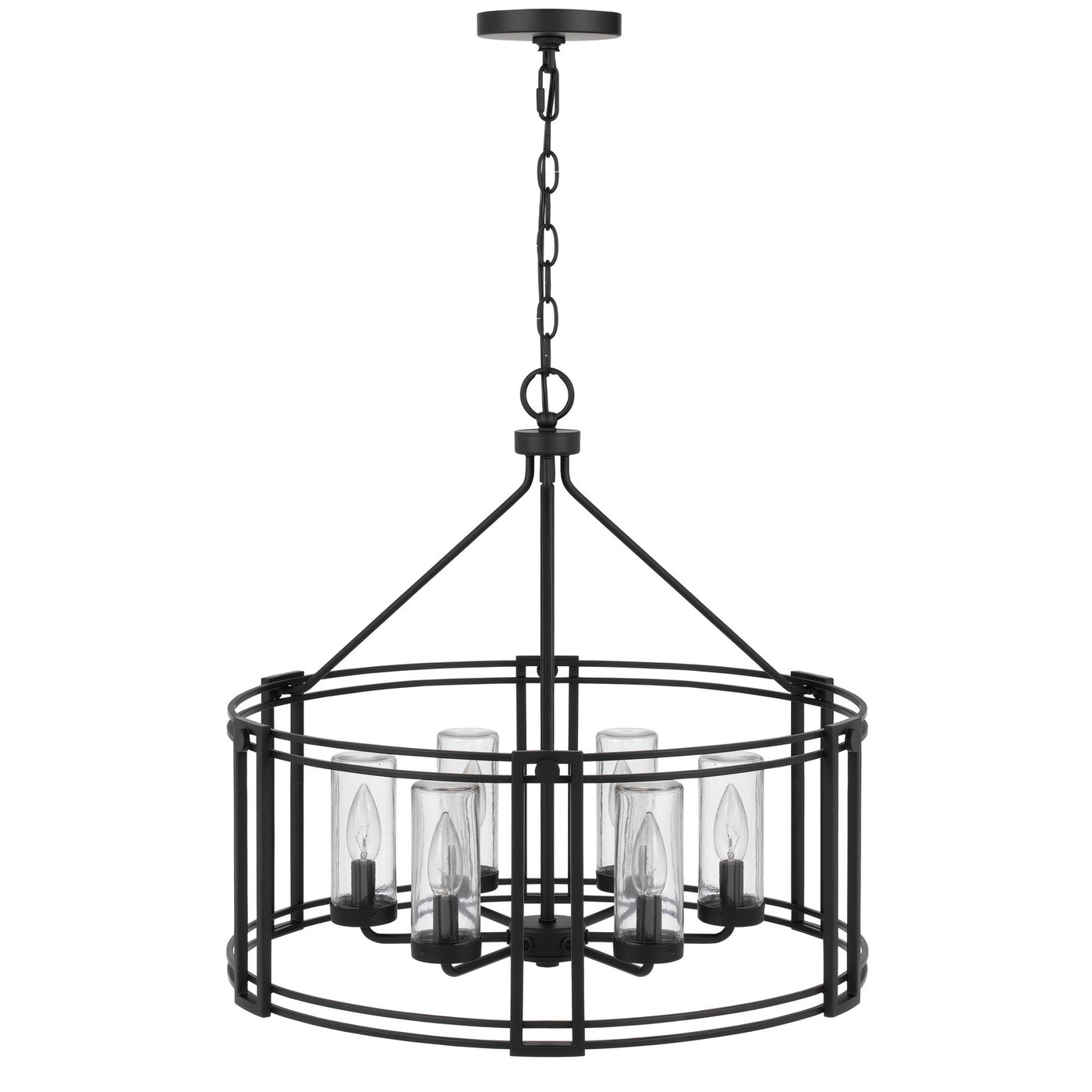 LUTON CAGE METAL CHANDELIER WITH GLASS SHADES Floor Lamp Cal Lighting