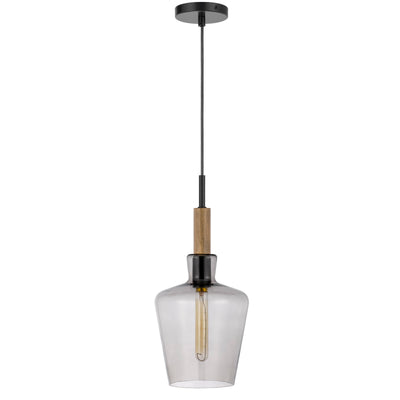 SWINDON GLASS DROP PENDANT WITH WOOD ACCENT Floor Lamp Cal Lighting