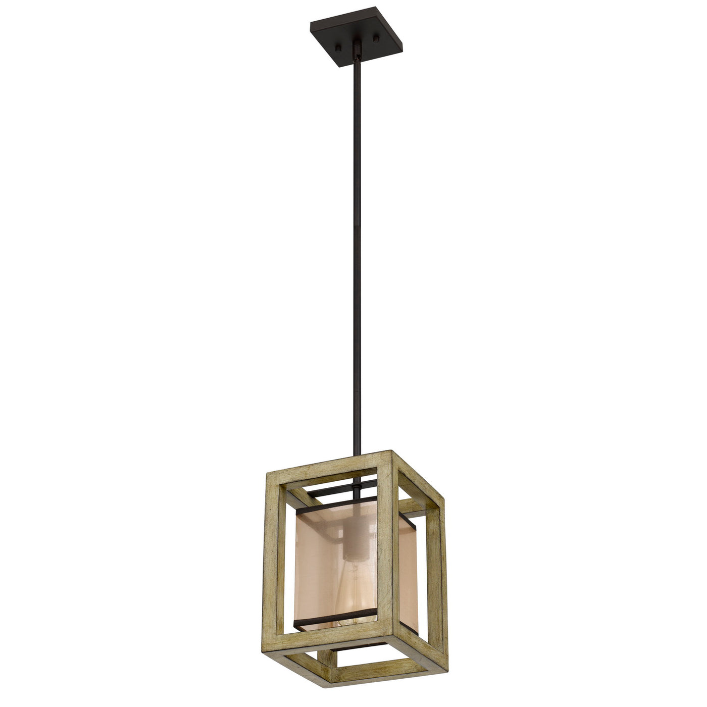 PALENCIA RUBBER WOOD PENDANT WITH ORGANZA SHADE Floor Lamp Cal Lighting