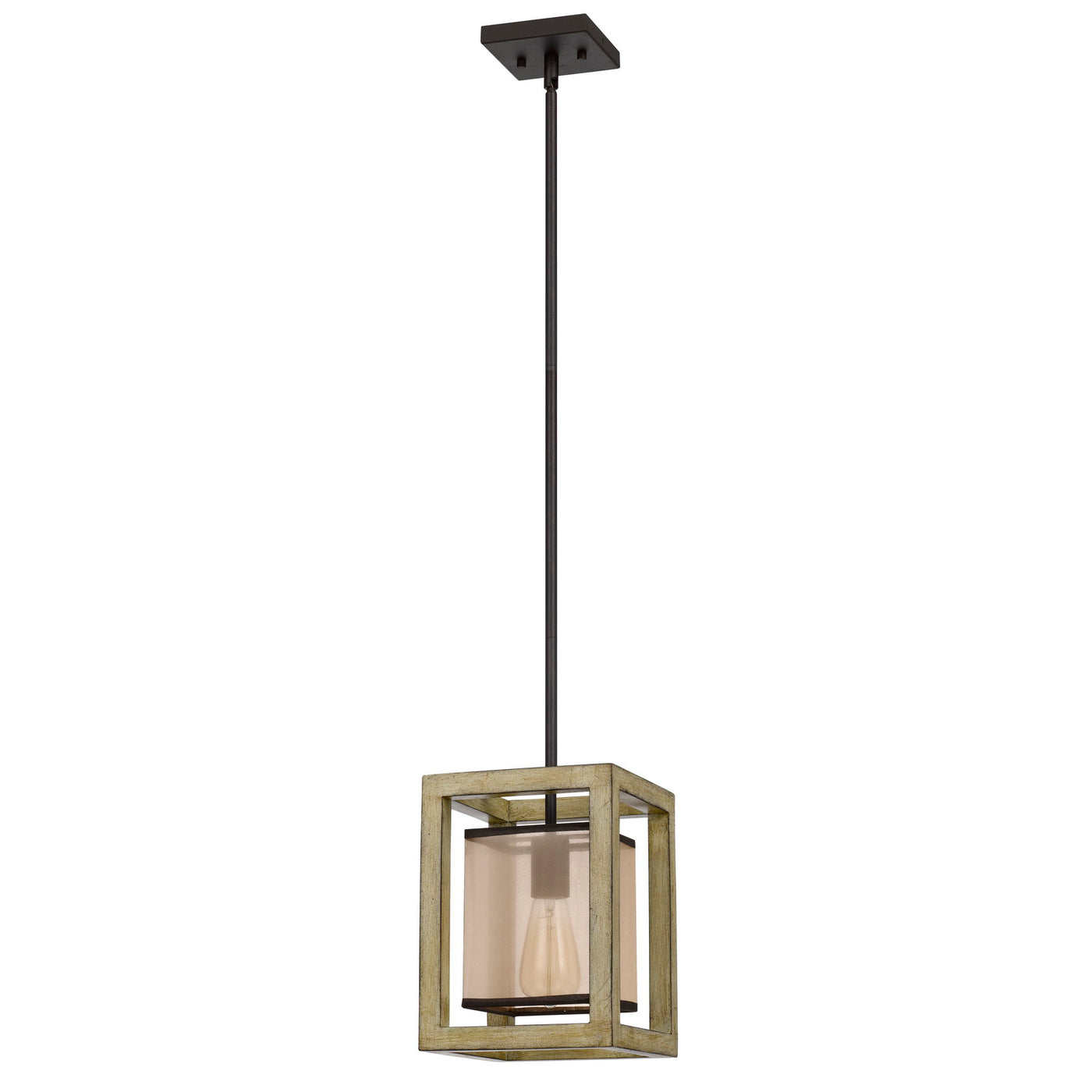 PALENCIA RUBBER WOOD PENDANT WITH ORGANZA SHADE Floor Lamp Cal Lighting