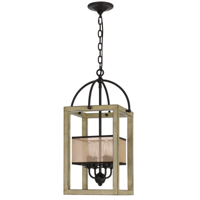 PALENCIA RUBBER WOOD CHANDELIER WITH ORGANZA SHADE Floor Lamp Cal Lighting