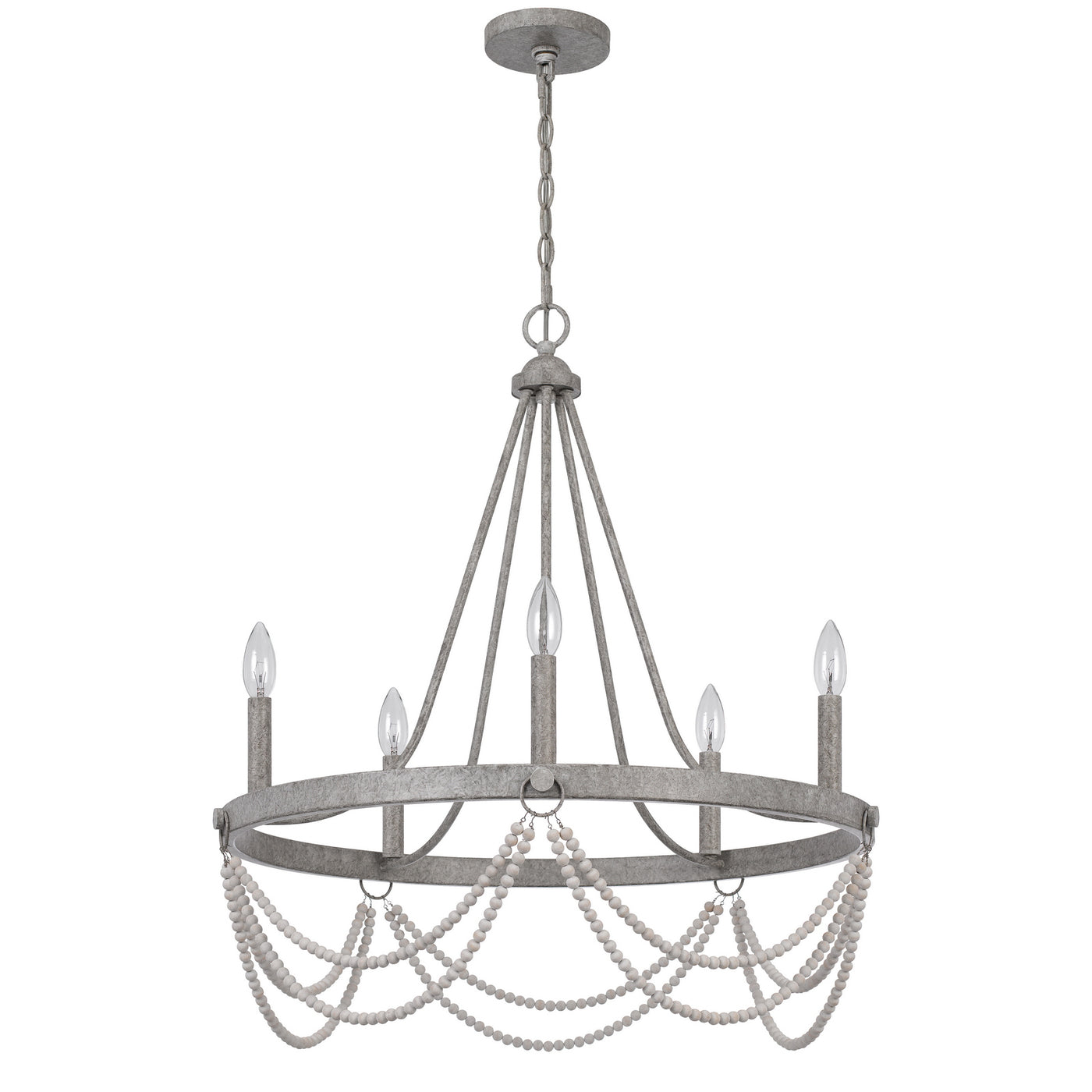 60W X 5 ANNISTON BEADED METAL CHANDELIER Chandelier Cal Lighting