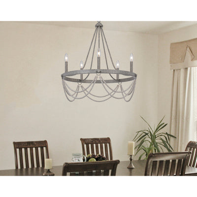 60W X 5 ANNISTON BEADED METAL CHANDELIER Chandelier Cal Lighting