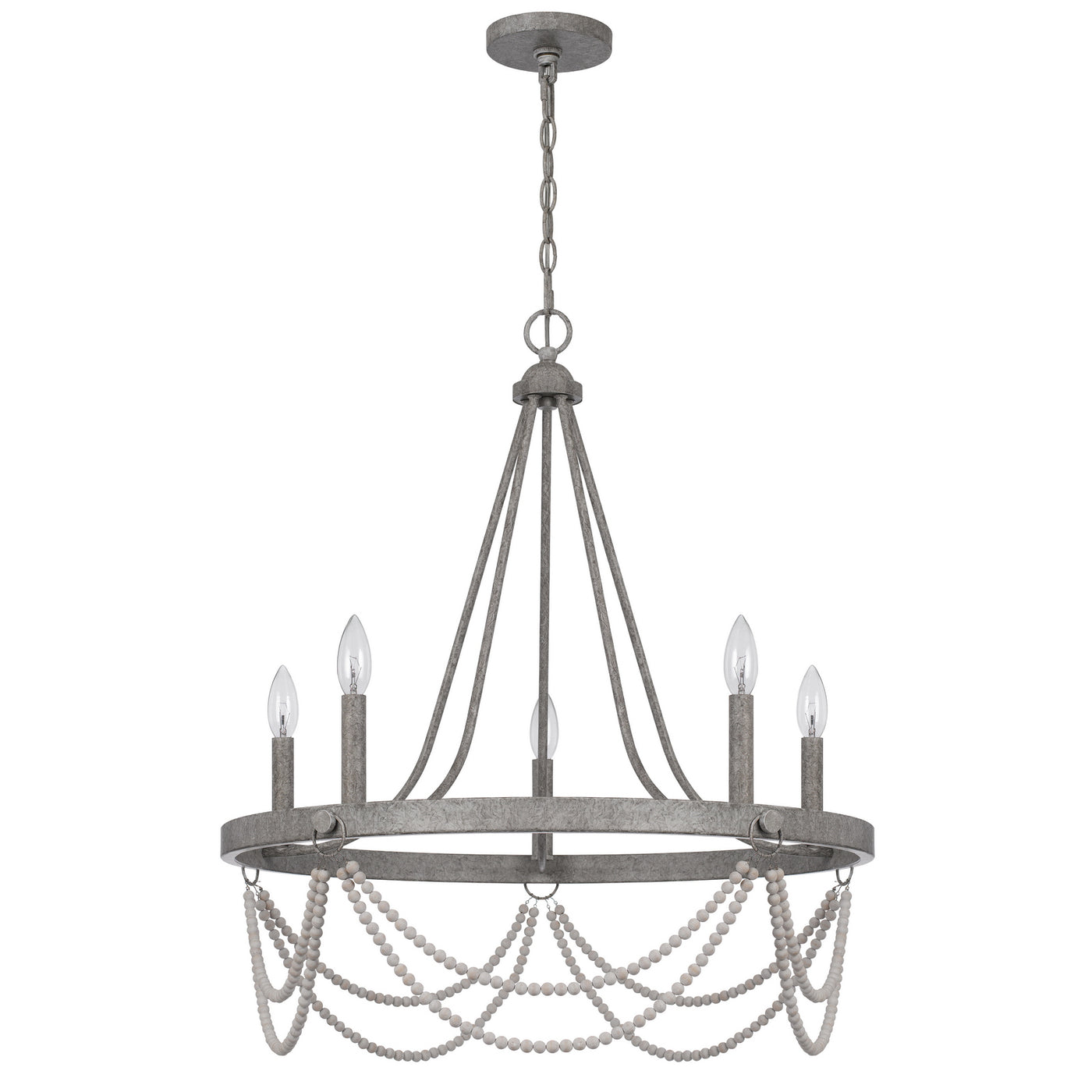 60W X 5 ANNISTON BEADED METAL CHANDELIER Chandelier Cal Lighting