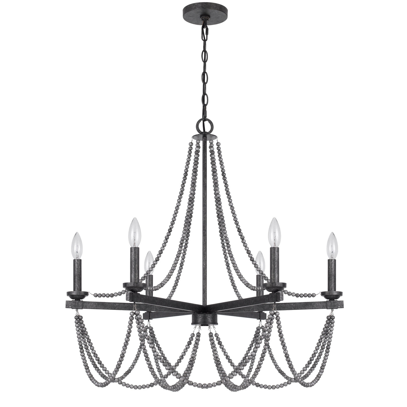 60W X 6 VENTURA METAL BEADED CHANDELIER Chandelier Cal Lighting