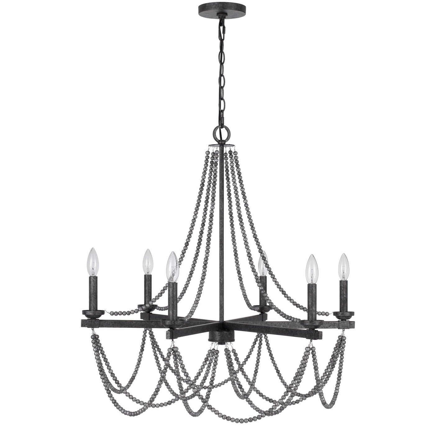 60W X 6 VENTURA METAL BEADED CHANDELIER Chandelier Cal Lighting