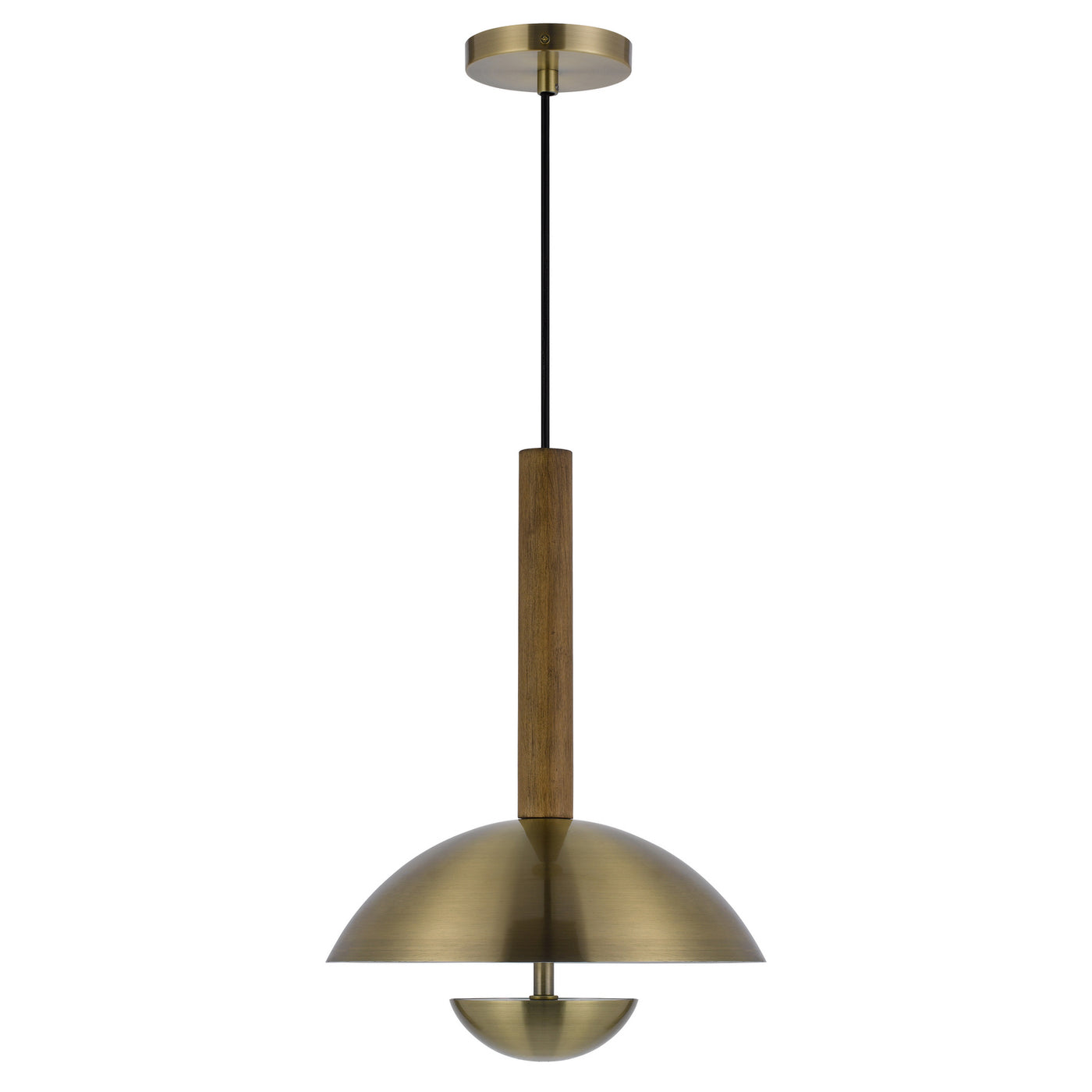 LAKELAND 15W INTERGRATED DIMMABLE LED METAL / BIRCH WOOD PENDANT LIGHT WITH HALF DOMED METAL SHADE Pendant Cal Lighting