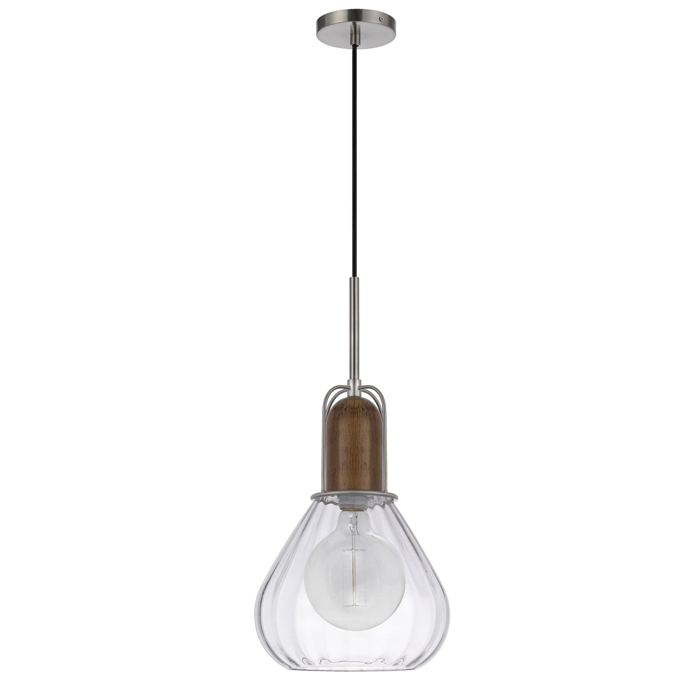 60W ROCHELLE METAL / RUBBER WOOD MINI GLASS PENDANT Pendant Cal Lighting