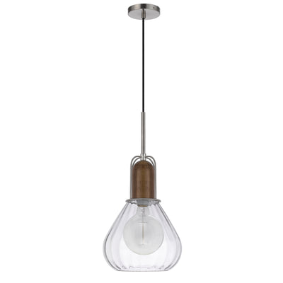 60W ROCHELLE METAL / RUBBER WOOD MINI GLASS PENDANT Pendant Cal Lighting