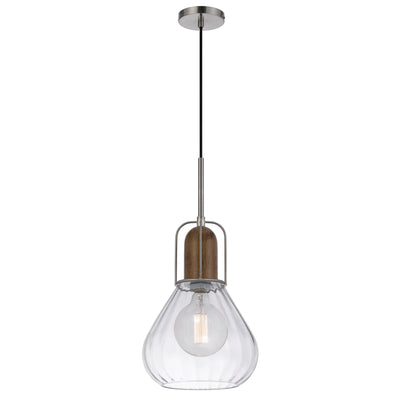 60W ROCHELLE METAL / RUBBER WOOD MINI GLASS PENDANT Pendant Cal Lighting