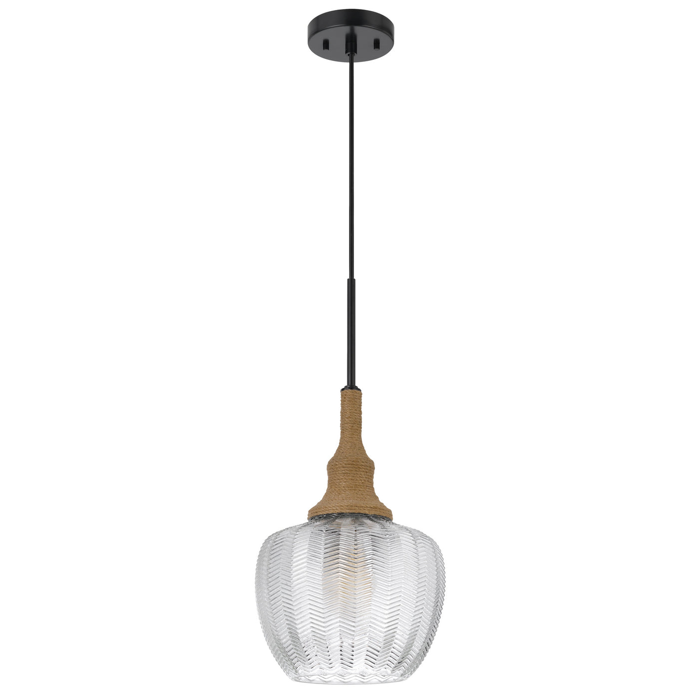 MONROE 60W GLASS PENDANT LIGHT WITH BURLAP ROPED FONT Pendant Cal Lighting