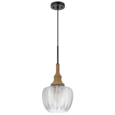 MONROE 60W GLASS PENDANT LIGHT WITH BURLAP ROPED FONT Pendant Cal Lighting