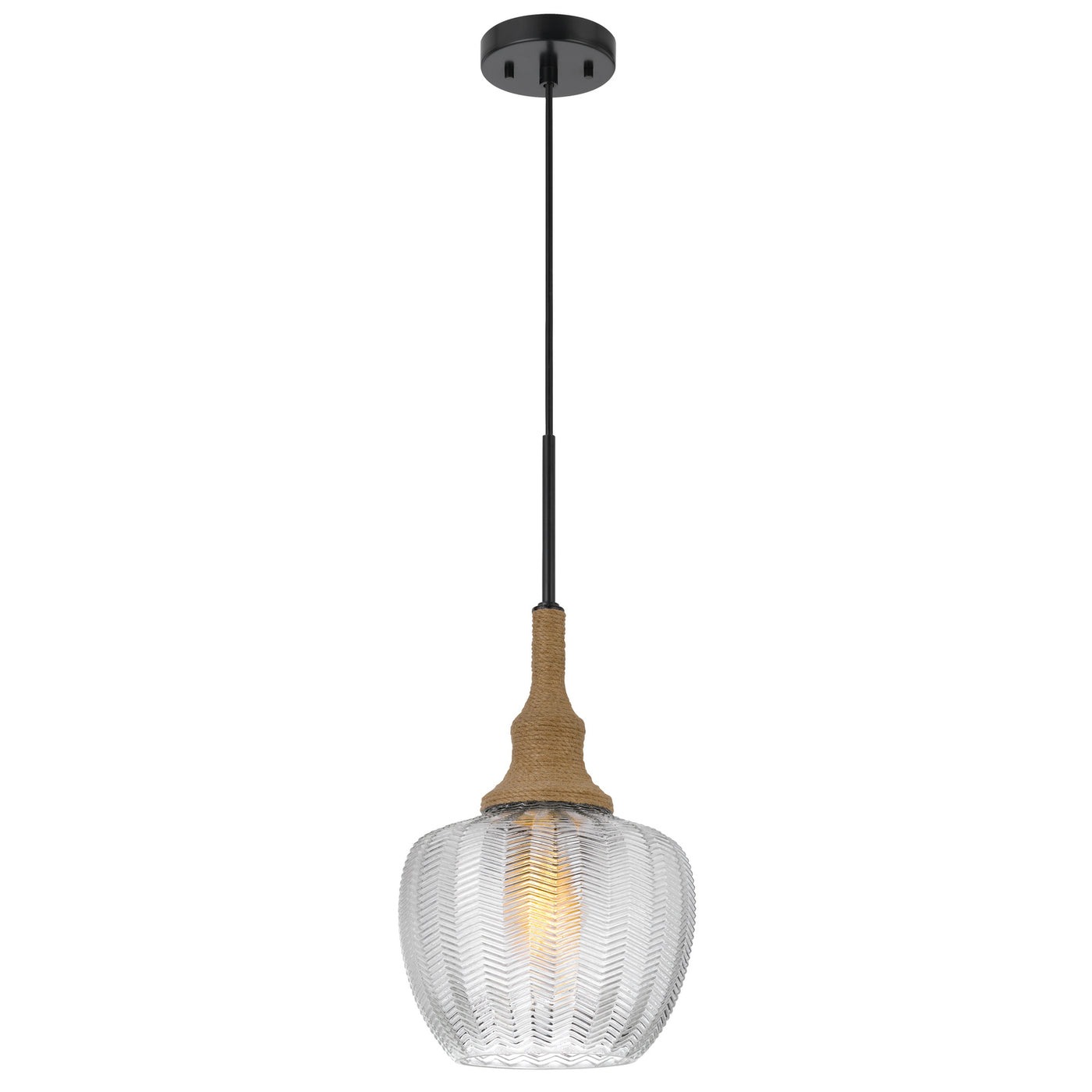 MONROE 60W GLASS PENDANT LIGHT WITH BURLAP ROPED FONT Pendant Cal Lighting