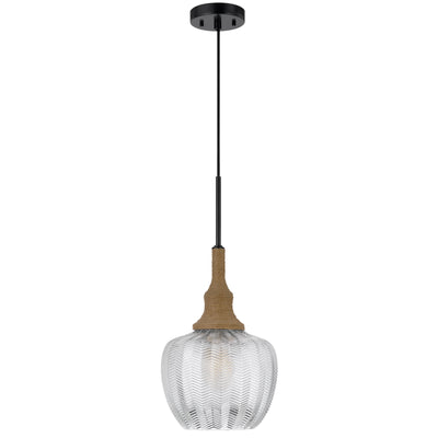 MONROE 60W GLASS PENDANT LIGHT WITH BURLAP ROPED FONT Pendant Cal Lighting