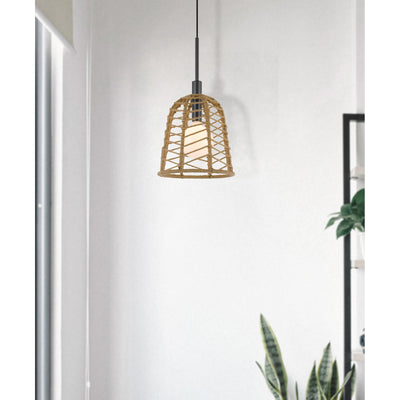 PARKTON 60W METAL PENDANT WITH BURLAP ROPED SHADE Pendant Cal Lighting