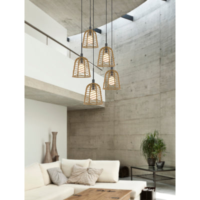 PARKTON 60W METAL PENDANT WITH BURLAP ROPED SHADE Pendant Cal Lighting