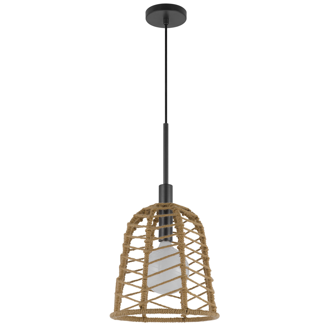 PARKTON 60W METAL PENDANT WITH BURLAP ROPED SHADE Pendant Cal Lighting