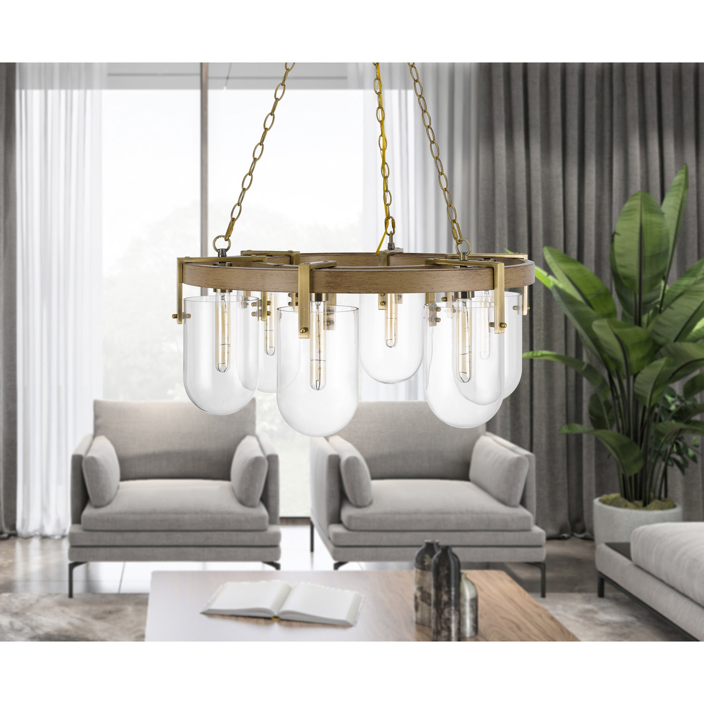 STOVALL 60W X 6 METAL/GLASS CHANDELIER Chandelier Cal Lighting