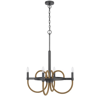 ROWLAND 60W X 4 METAL/BURLAP ROPED CHANDELIER Chandelier Cal Lighting