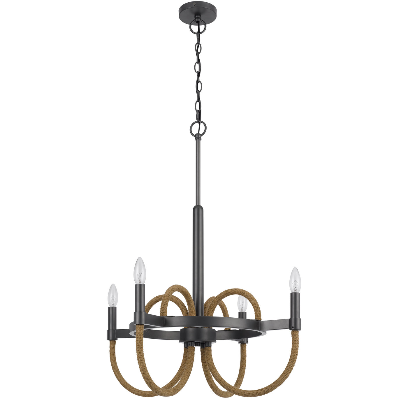 ROWLAND 60W X 4 METAL/BURLAP ROPED CHANDELIER Chandelier Cal Lighting