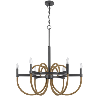 ROWLAND 60W X 6 METAL/BURLAP ROPED CHANDELIER Chandelier Cal Lighting