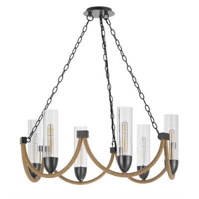 60W X 6 ARGYLE METAL CHANDELIER WITH MOSS RODS AND GLASS SHADES Chandelier Cal Lighting