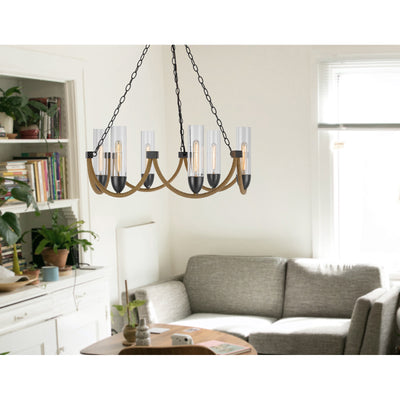 60W X 6 ARGYLE METAL CHANDELIER WITH MOSS RODS AND GLASS SHADES Chandelier Cal Lighting