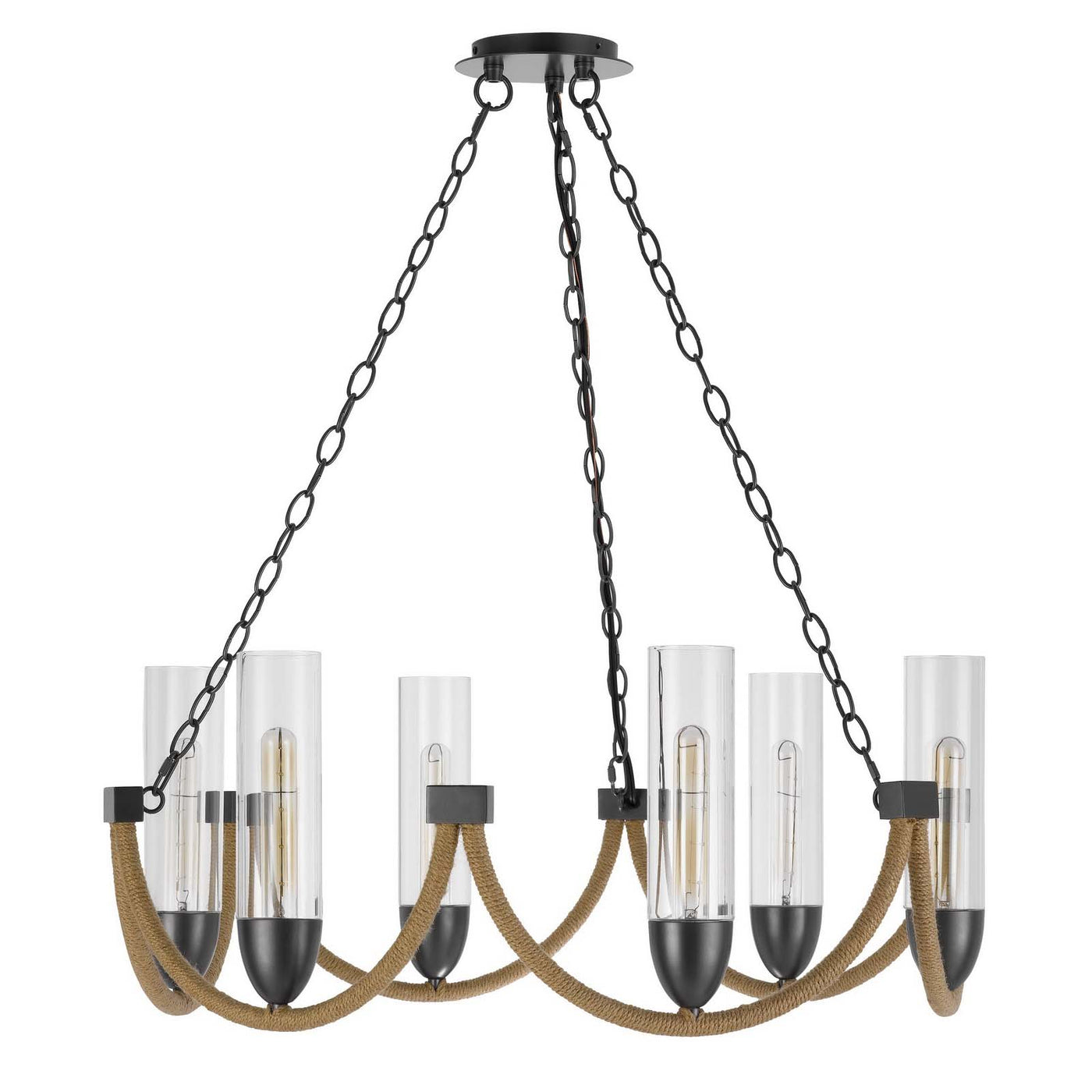 60W X 6 ARGYLE METAL CHANDELIER WITH MOSS RODS AND GLASS SHADES Chandelier Cal Lighting