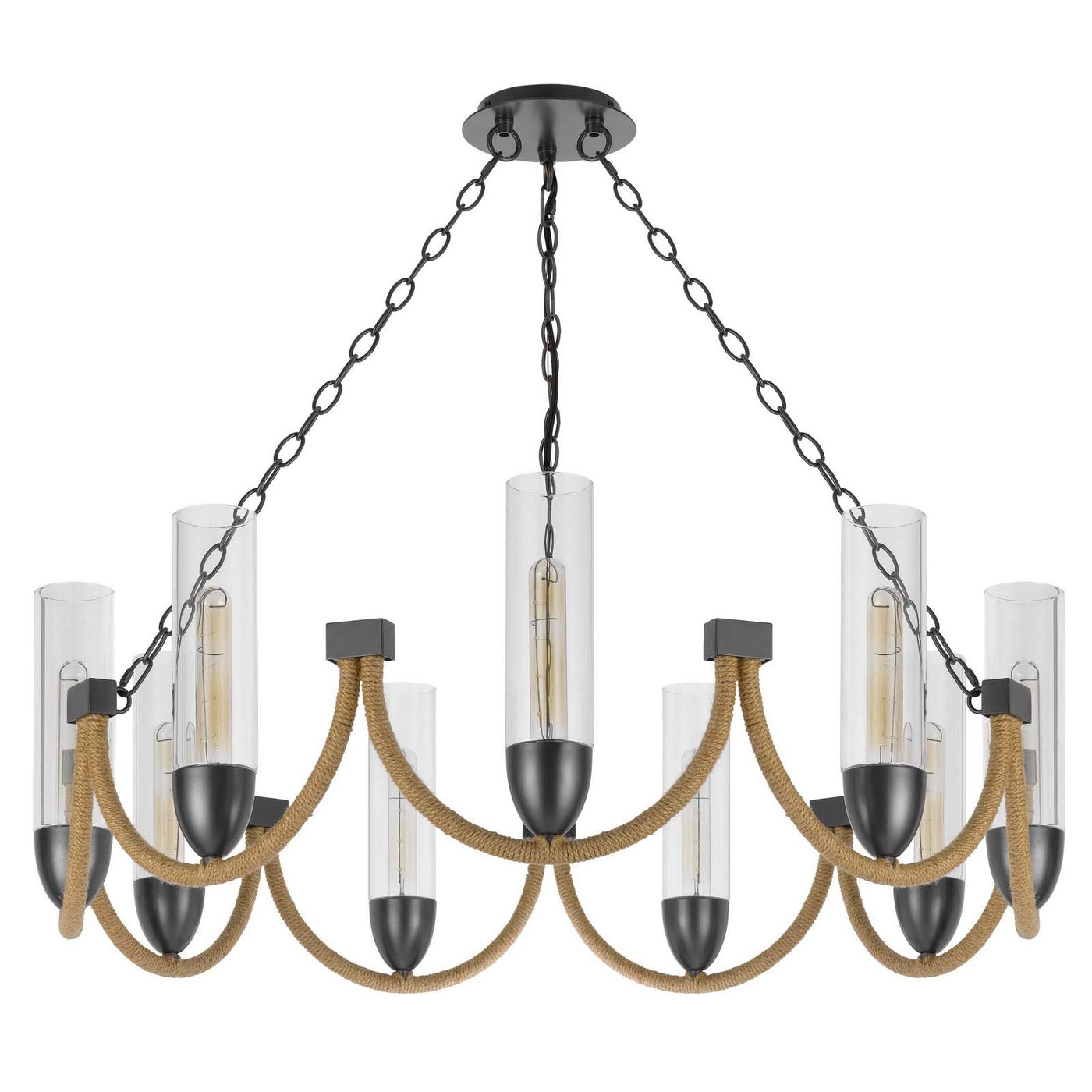 60W X 9 ARGYLE METAL CHANDELIER WITH MOSS RODS AND GLASS SHADES Chandelier Cal Lighting