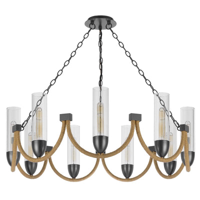 60W X 9 ARGYLE METAL CHANDELIER WITH MOSS RODS AND GLASS SHADES Chandelier Cal Lighting