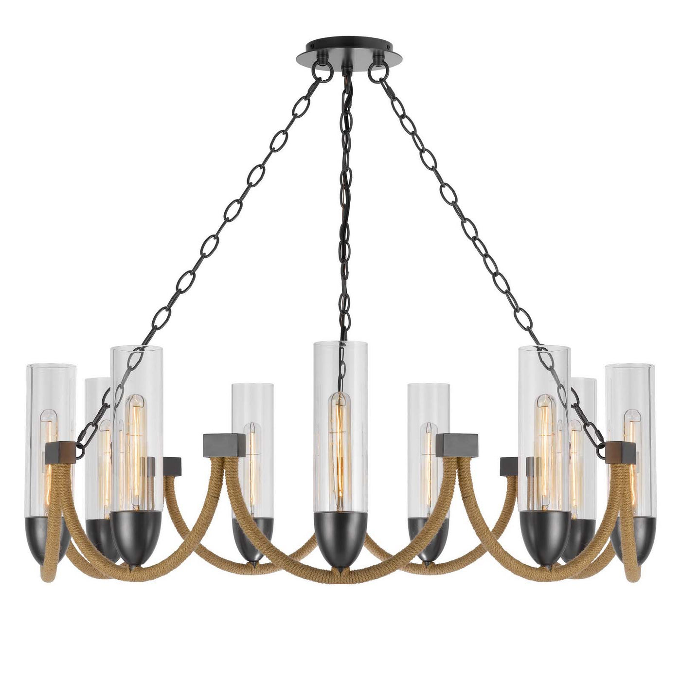 60W X 9 ARGYLE METAL CHANDELIER WITH MOSS RODS AND GLASS SHADES Chandelier Cal Lighting