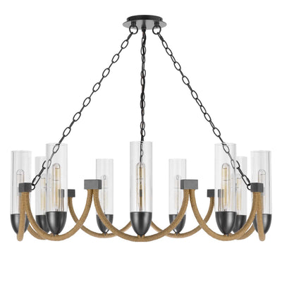 60W X 9 ARGYLE METAL CHANDELIER WITH MOSS RODS AND GLASS SHADES Chandelier Cal Lighting