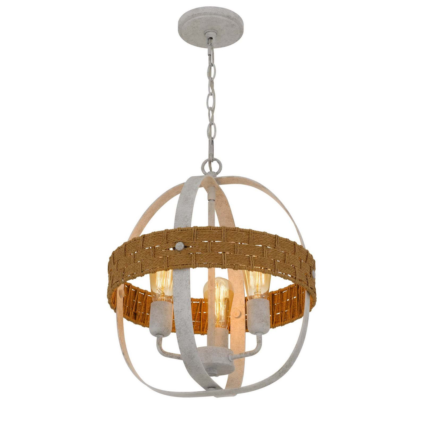 60W X 3 BARTON METAL CHANDELIER WITH RATTAN DESIGN Chandelier Cal Lighting