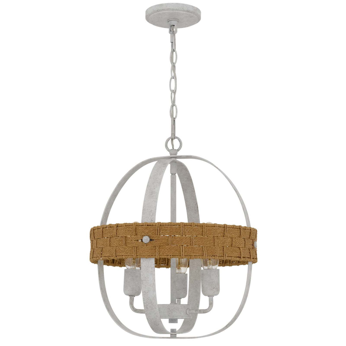 60W X 3 BARTON METAL CHANDELIER WITH RATTAN DESIGN Chandelier Cal Lighting