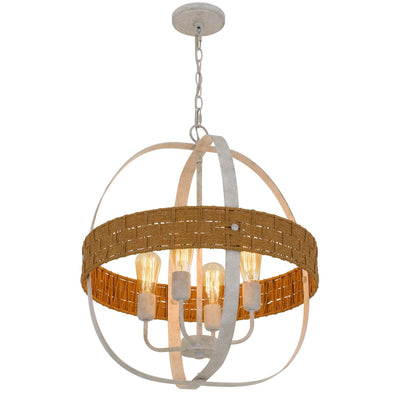 60W X 4 BARTON METAL CHANDELIER WITH RATTAN DESIGN Chandelier Cal Lighting