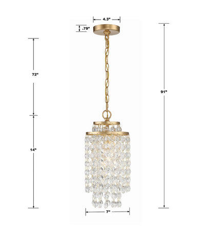 Gabrielle 1 Light Antique Gold Mini Pendant Pendant Crystorama