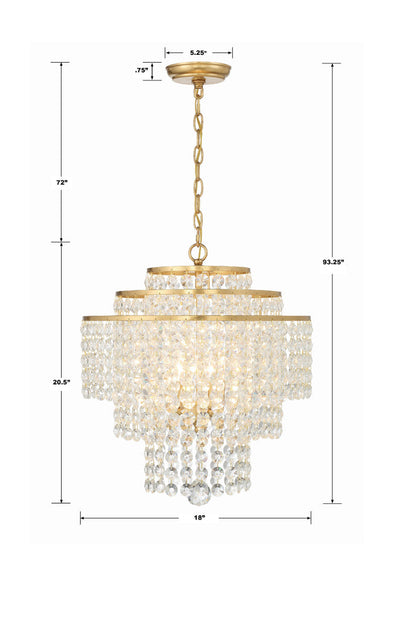 Gabrielle 4 Light Antique Gold Chandelier Chandelier Crystorama