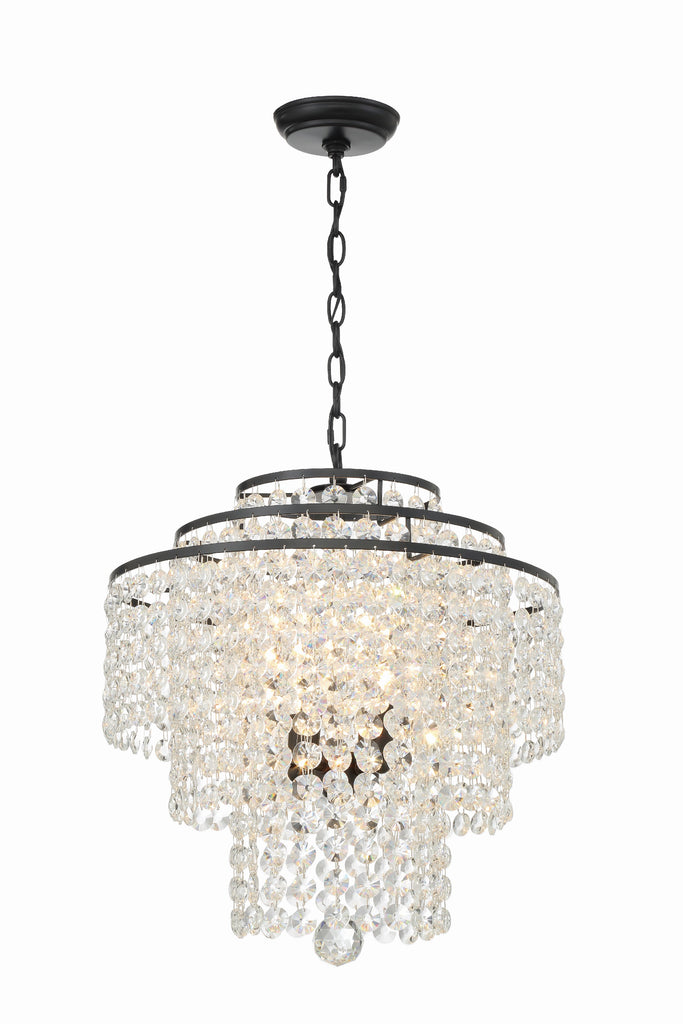 Gabrielle 4 Light Matte Black Chandelier Chandelier Crystorama