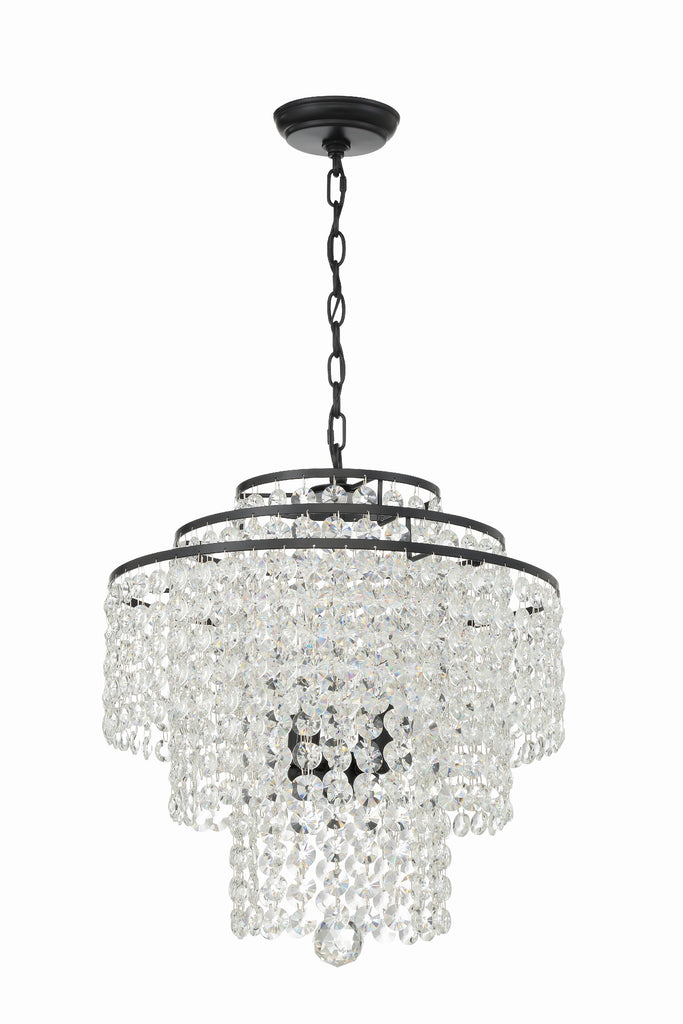 Gabrielle 4 Light Matte Black Chandelier Chandelier Crystorama