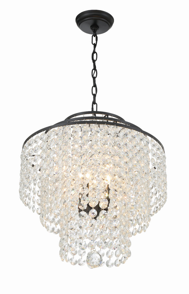 Gabrielle 4 Light Matte Black Chandelier Chandelier Crystorama