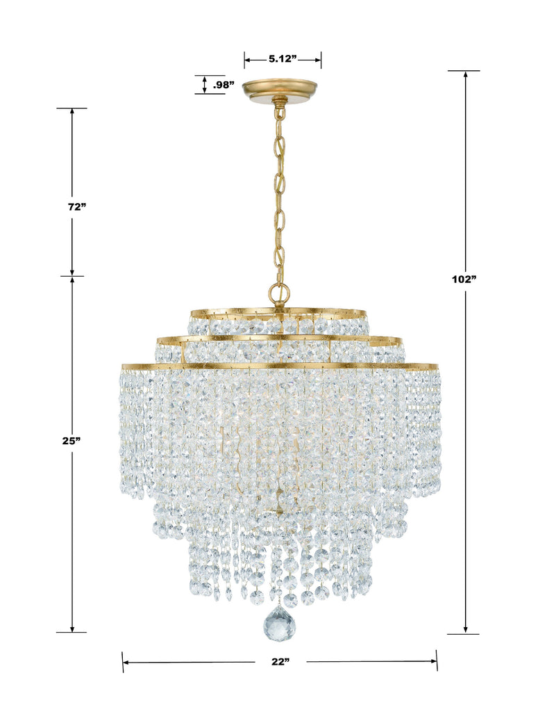 Gabrielle 6 Light Antique Gold Chandelier Chandelier Crystorama