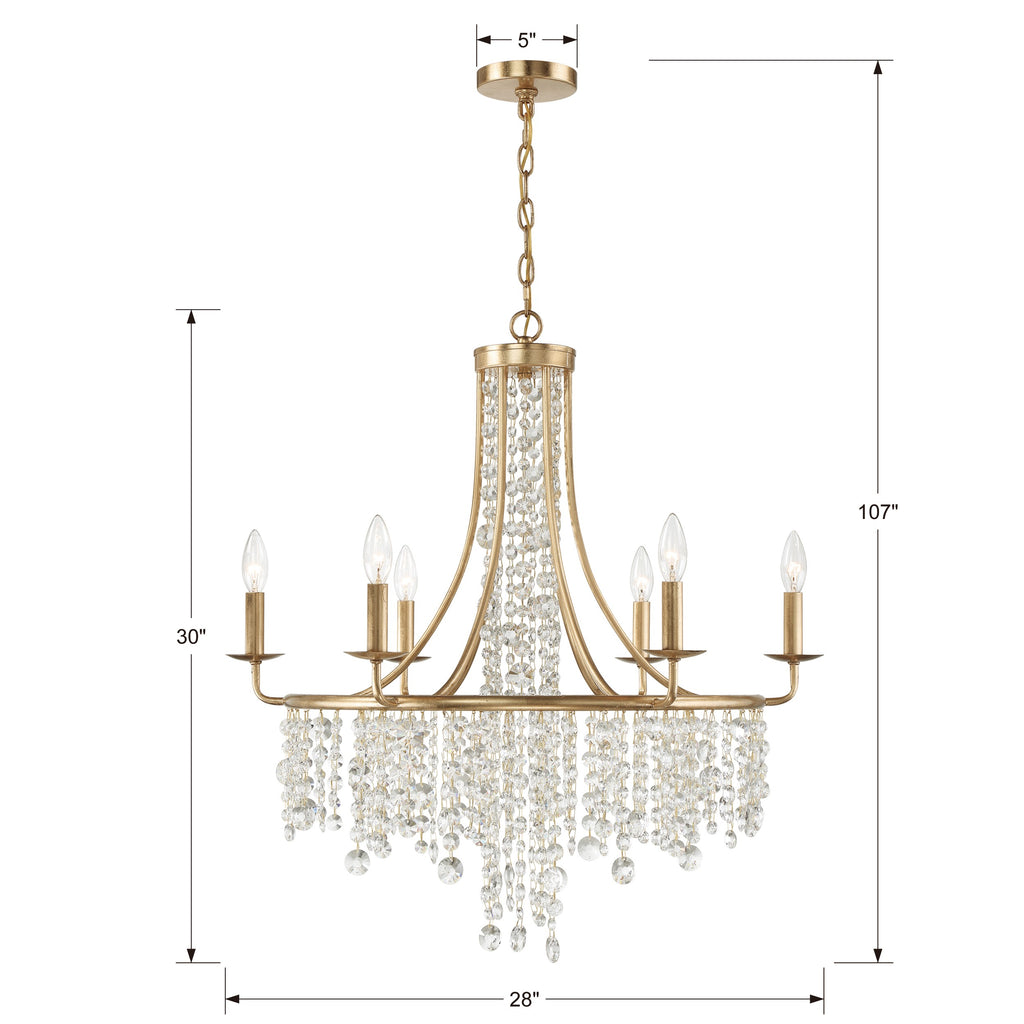 Gabrielle 6 Light Antique Gold Chandelier Chandelier Crystorama