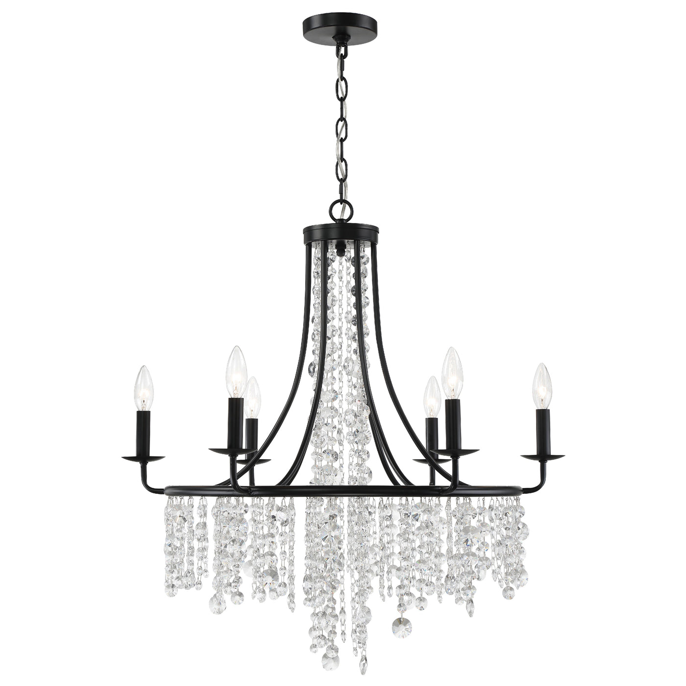 Gabrielle 6 Light Matte Black Chandelier Chandelier Crystorama