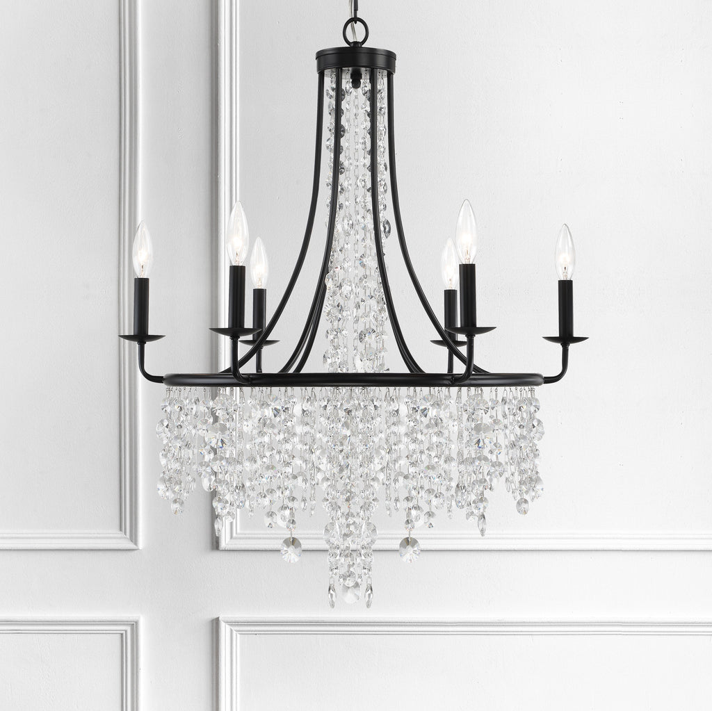 Gabrielle 6 Light Matte Black Chandelier Chandelier Crystorama