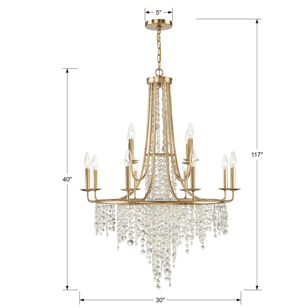 Gabrielle 12 Light Antique Gold Chandelier Chandelier Crystorama