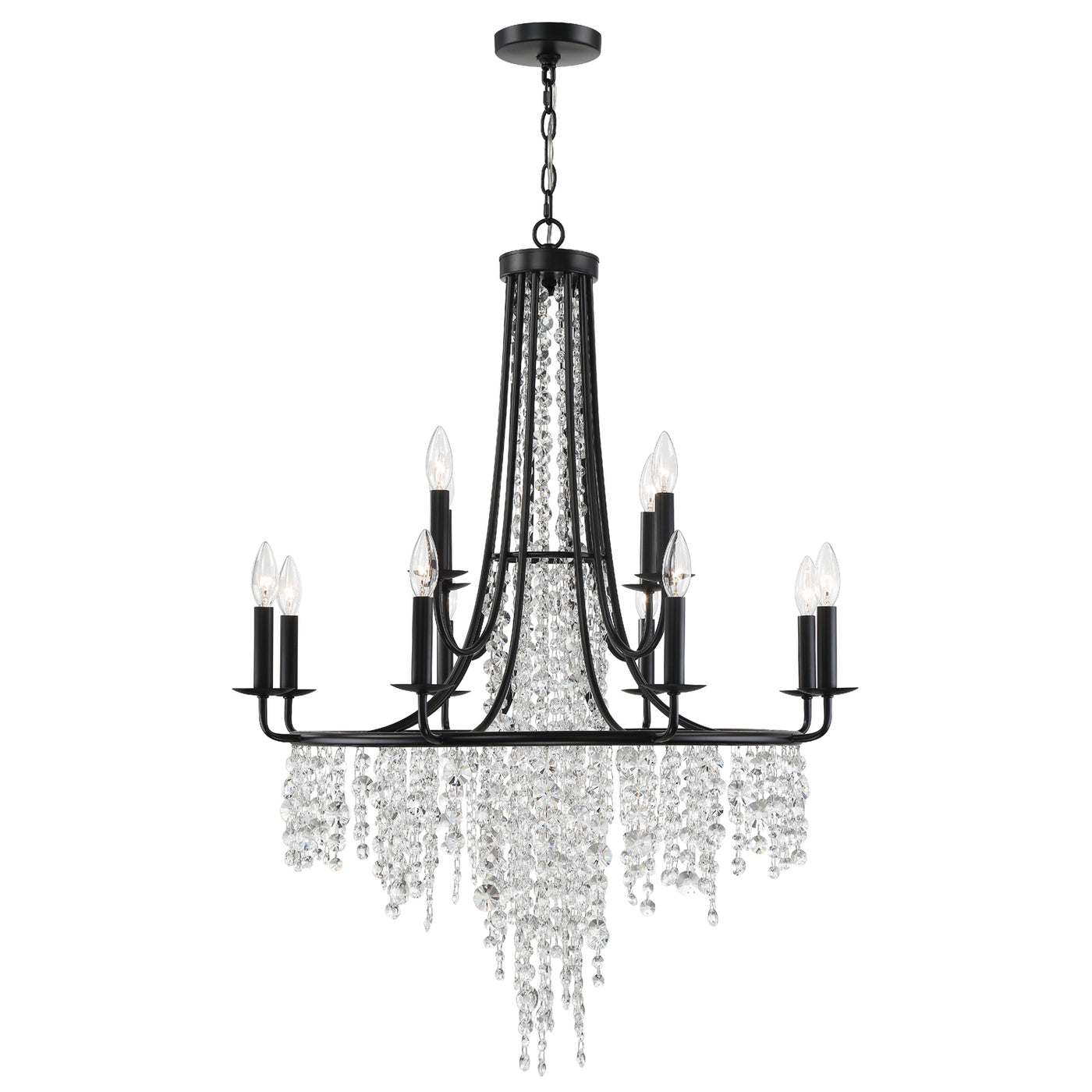 Gabrielle 12 Light Matte Black Chandelier Chandelier Crystorama