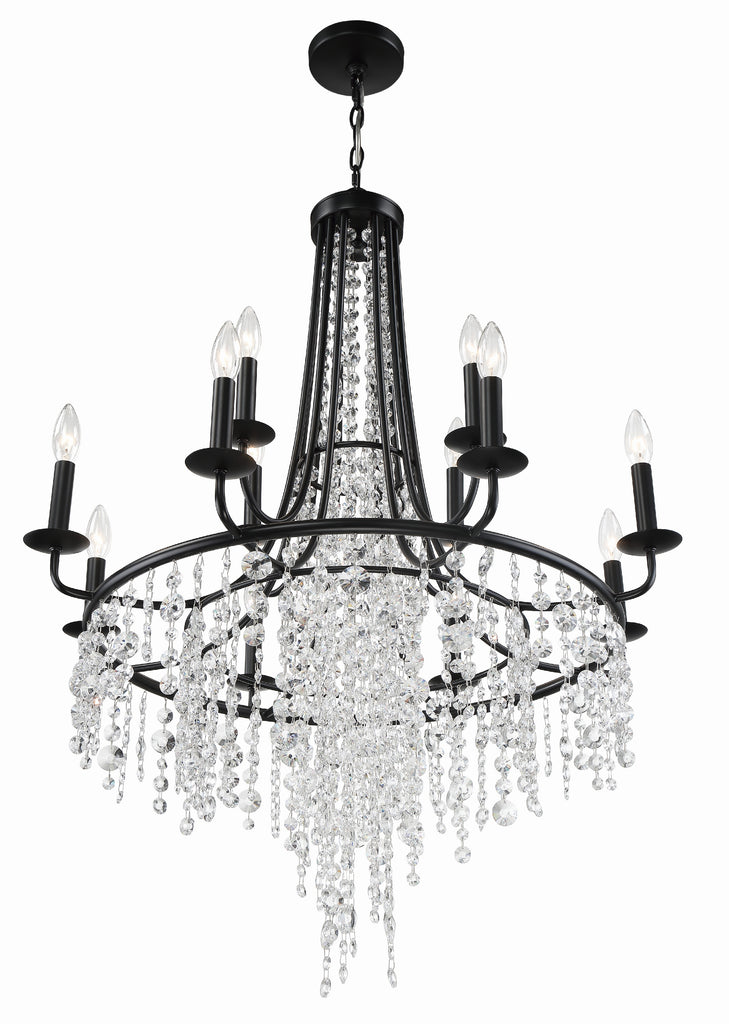 Gabrielle 12 Light Matte Black Chandelier Chandelier Crystorama