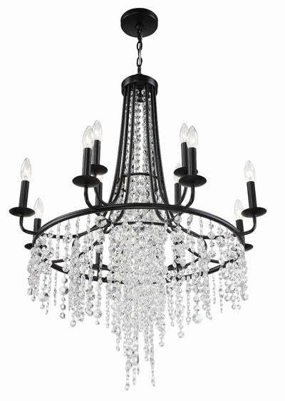 Gabrielle 12 Light Matte Black Chandelier Chandelier Crystorama