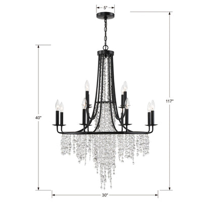 Gabrielle 12 Light Matte Black Chandelier Chandelier Crystorama