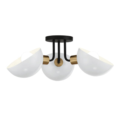 Gigi 3 Light Black + Aged Brass Semi Flush Mount Semi Flush Crystorama